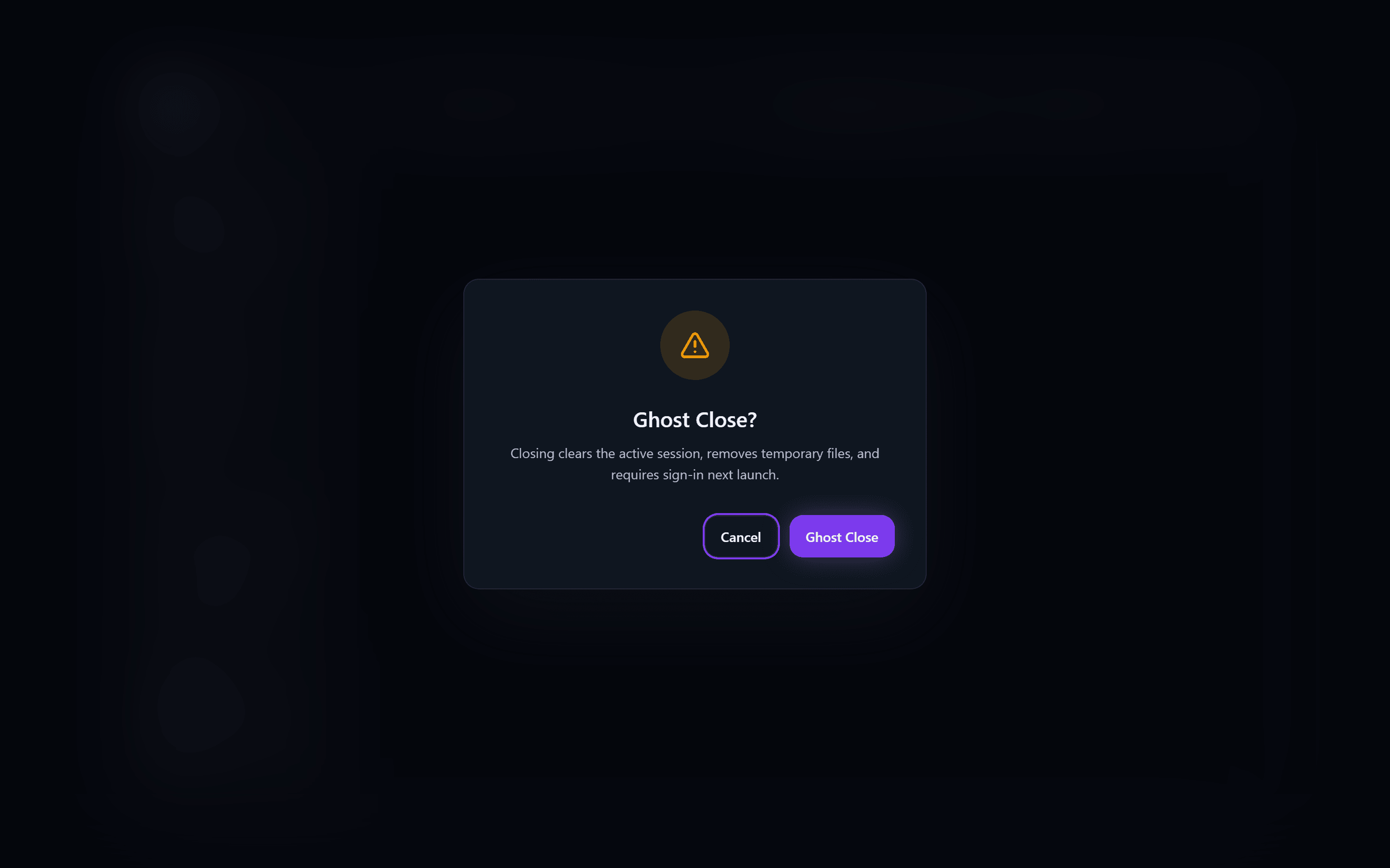 GhostDesk Ghost Close confirmation dialog.